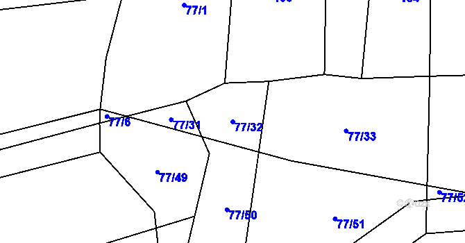 Parcela st. 77/32 v KÚ Hlince, Katastrální mapa