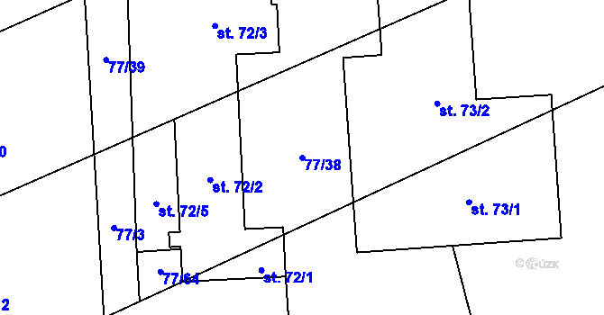 Parcela st. 77/38 v KÚ Hlince, Katastrální mapa