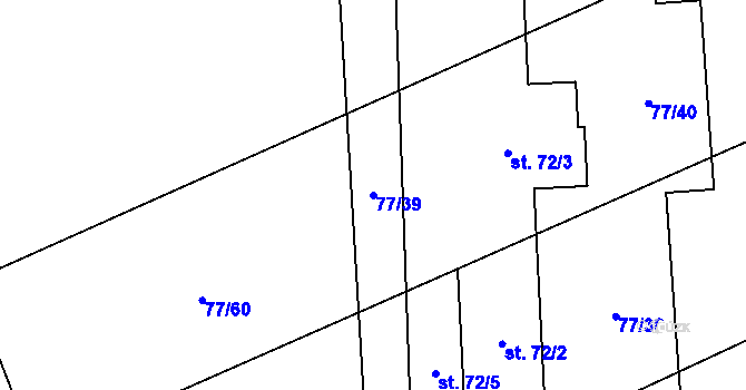 Parcela st. 77/39 v KÚ Hlince, Katastrální mapa