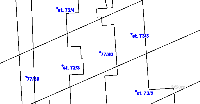 Parcela st. 77/40 v KÚ Hlince, Katastrální mapa