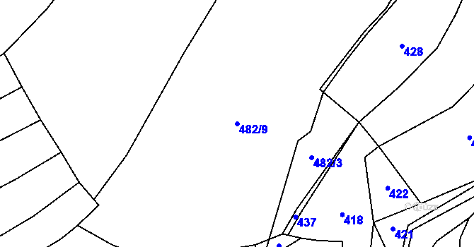 Parcela st. 482/9 v KÚ Hlince, Katastrální mapa