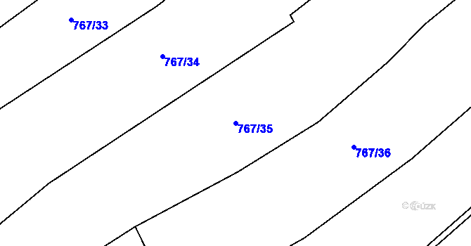 Parcela st. 767/35 v KÚ Hlince, Katastrální mapa