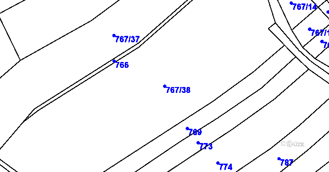 Parcela st. 767/38 v KÚ Hlince, Katastrální mapa