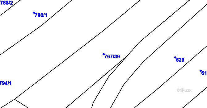 Parcela st. 767/39 v KÚ Hlince, Katastrální mapa