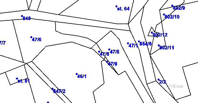 Parcela st. 47/8 v KÚ Hlince, Katastrální mapa
