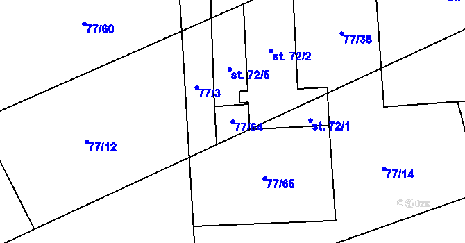 Parcela st. 77/64 v KÚ Hlince, Katastrální mapa