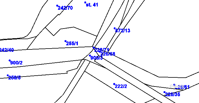 Parcela st. 226/68 v KÚ Hlince, Katastrální mapa