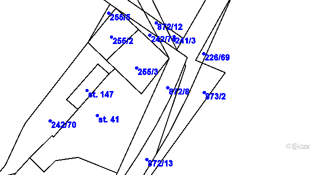 Parcela st. 872/8 v KÚ Hlince, Katastrální mapa