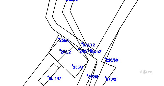Parcela st. 872/12 v KÚ Hlince, Katastrální mapa