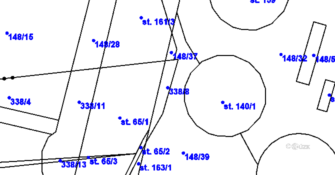 Parcela st. 338/8 v KÚ Holovousy, Katastrální mapa