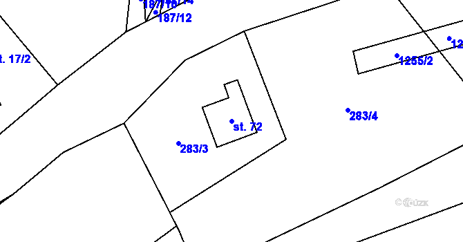 Parcela st. 72 v KÚ Holovousy, Katastrální mapa