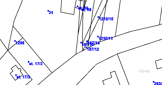 Parcela st. 187/10 v KÚ Holovousy, Katastrální mapa