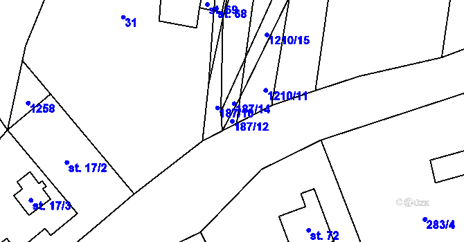 Parcela st. 187/12 v KÚ Holovousy, Katastrální mapa