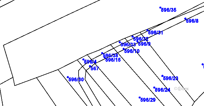 Parcela st. 596/38 v KÚ Holovousy, Katastrální mapa
