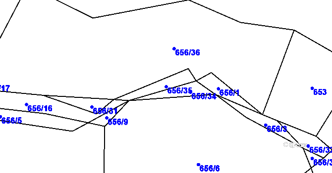 Parcela st. 656/35 v KÚ Holovousy, Katastrální mapa