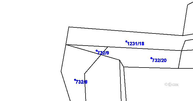 Parcela st. 732/9 v KÚ Holovousy, Katastrální mapa