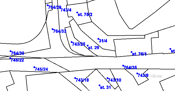 Parcela st. 29 v KÚ Chříč, Katastrální mapa