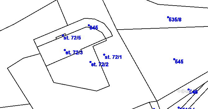 Parcela st. 72/1 v KÚ Chříč, Katastrální mapa