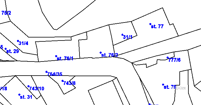 Parcela st. 76/2 v KÚ Chříč, Katastrální mapa