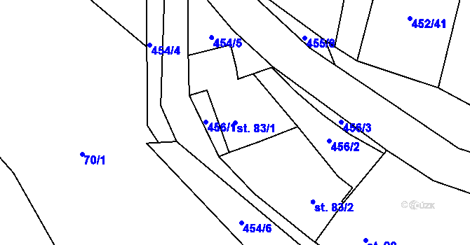 Parcela st. 83/1 v KÚ Chříč, Katastrální mapa