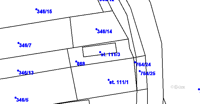Parcela st. 111/3 v KÚ Chříč, Katastrální mapa