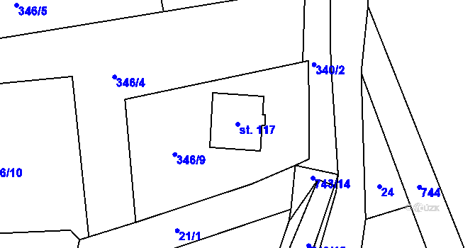 Parcela st. 117 v KÚ Chříč, Katastrální mapa