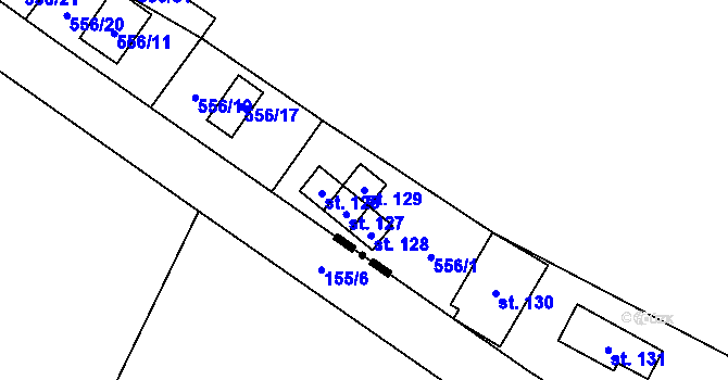 Parcela st. 129 v KÚ Chříč, Katastrální mapa