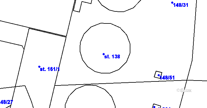 Parcela st. 138 v KÚ Chříč, Katastrální mapa