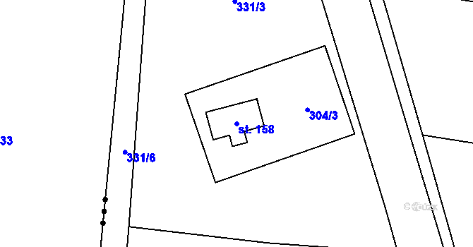 Parcela st. 158 v KÚ Chříč, Katastrální mapa