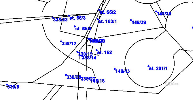 Parcela st. 162 v KÚ Chříč, Katastrální mapa