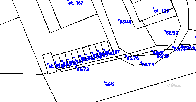 Parcela st. 186 v KÚ Chříč, Katastrální mapa