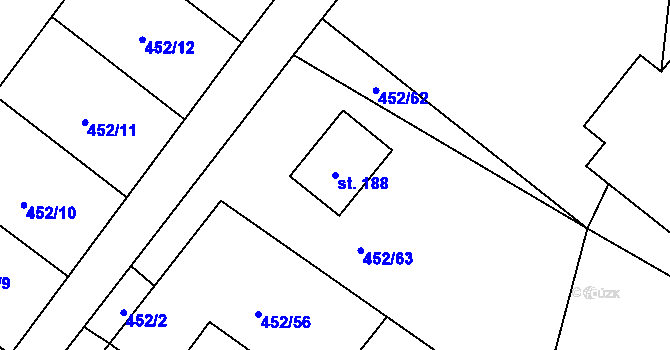 Parcela st. 188 v KÚ Chříč, Katastrální mapa