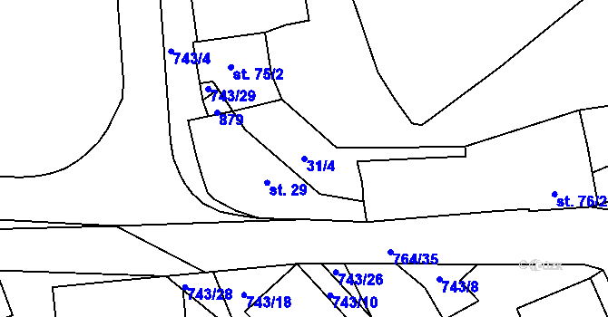 Parcela st. 31/4 v KÚ Chříč, Katastrální mapa