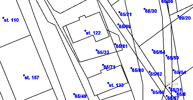 Parcela st. 65/33 v KÚ Chříč, Katastrální mapa
