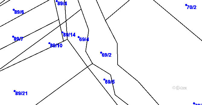 Parcela st. 69/2 v KÚ Chříč, Katastrální mapa