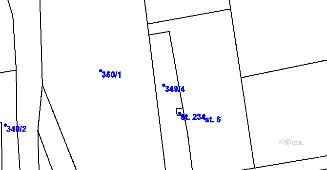 Parcela st. 349/4 v KÚ Chříč, Katastrální mapa