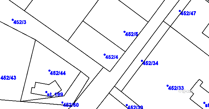 Parcela st. 452/4 v KÚ Chříč, Katastrální mapa