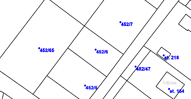 Parcela st. 452/6 v KÚ Chříč, Katastrální mapa