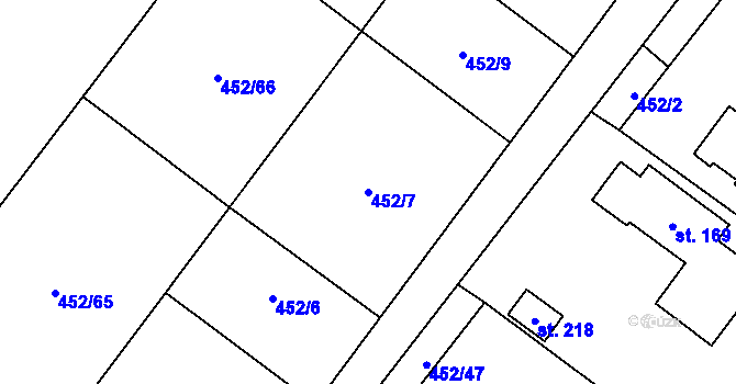 Parcela st. 452/7 v KÚ Chříč, Katastrální mapa
