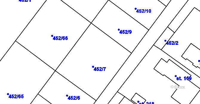 Parcela st. 452/8 v KÚ Chříč, Katastrální mapa