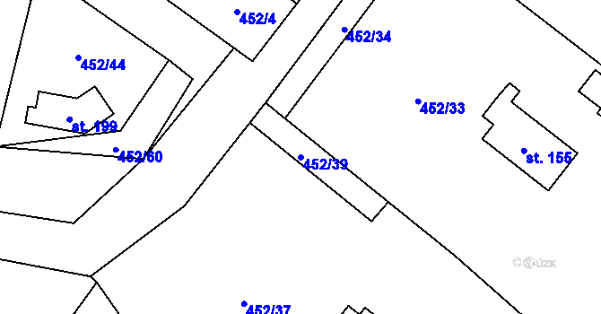 Parcela st. 452/39 v KÚ Chříč, Katastrální mapa