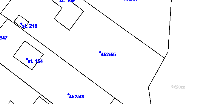 Parcela st. 452/55 v KÚ Chříč, Katastrální mapa