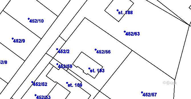Parcela st. 452/56 v KÚ Chříč, Katastrální mapa
