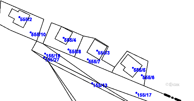 Parcela st. 555/3 v KÚ Chříč, Katastrální mapa