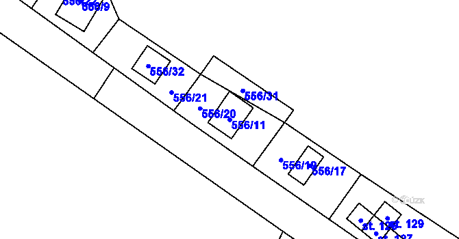 Parcela st. 556/11 v KÚ Chříč, Katastrální mapa