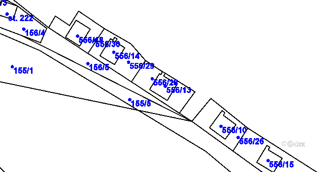 Parcela st. 556/13 v KÚ Chříč, Katastrální mapa