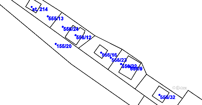 Parcela st. 556/16 v KÚ Chříč, Katastrální mapa