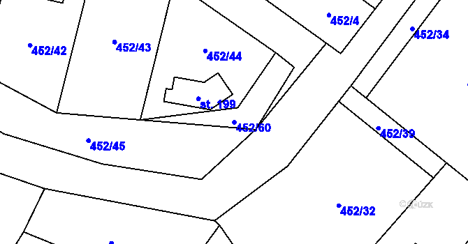 Parcela st. 452/60 v KÚ Chříč, Katastrální mapa