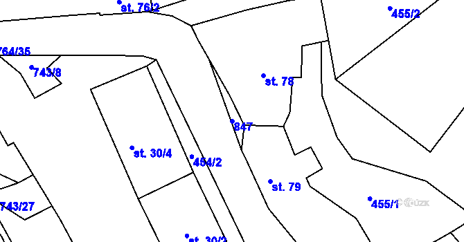 Parcela st. 847 v KÚ Chříč, Katastrální mapa