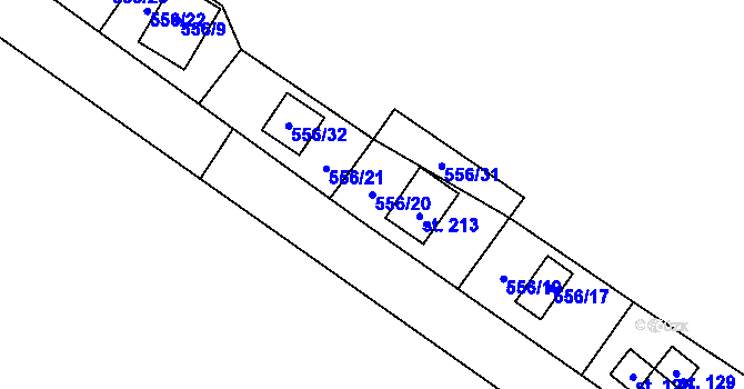Parcela st. 556/20 v KÚ Chříč, Katastrální mapa